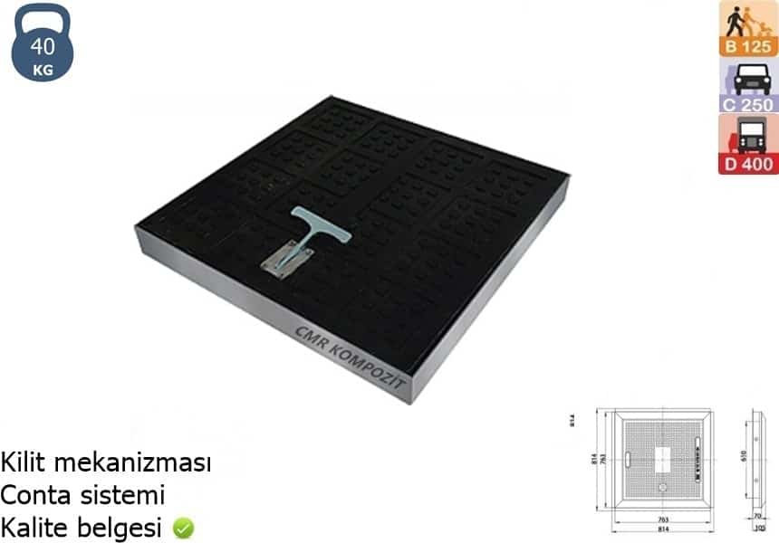 Kompozit Rogar Kapağı Siyah Kare  I CMR-0006